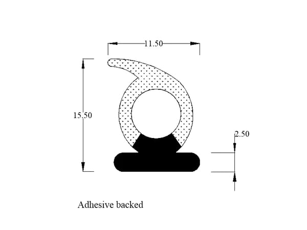 Self Adhesive Sponge Rubber Door Seal, Sold By The Metre. Ideal For Home,Caravan,Motorhome and Boat