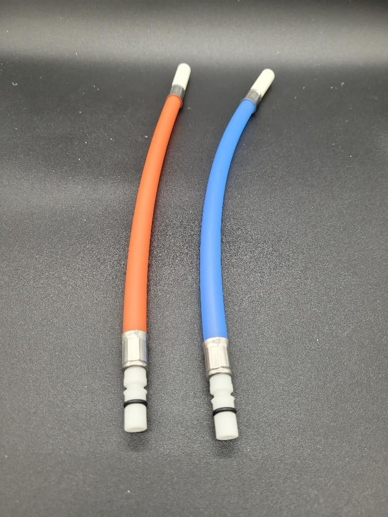 1 x Red 1 x Blue 300mm Long Flexi Hoses with Pushfit Connectors for Reich Taps.