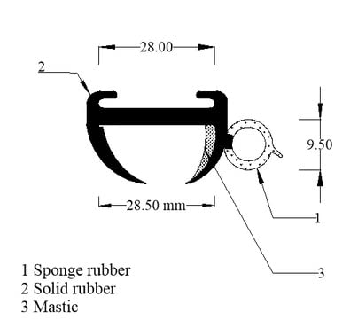 Caravan or Motorhome Window Rubber 28-29mm Small Bore (Sold by the Metre) X602