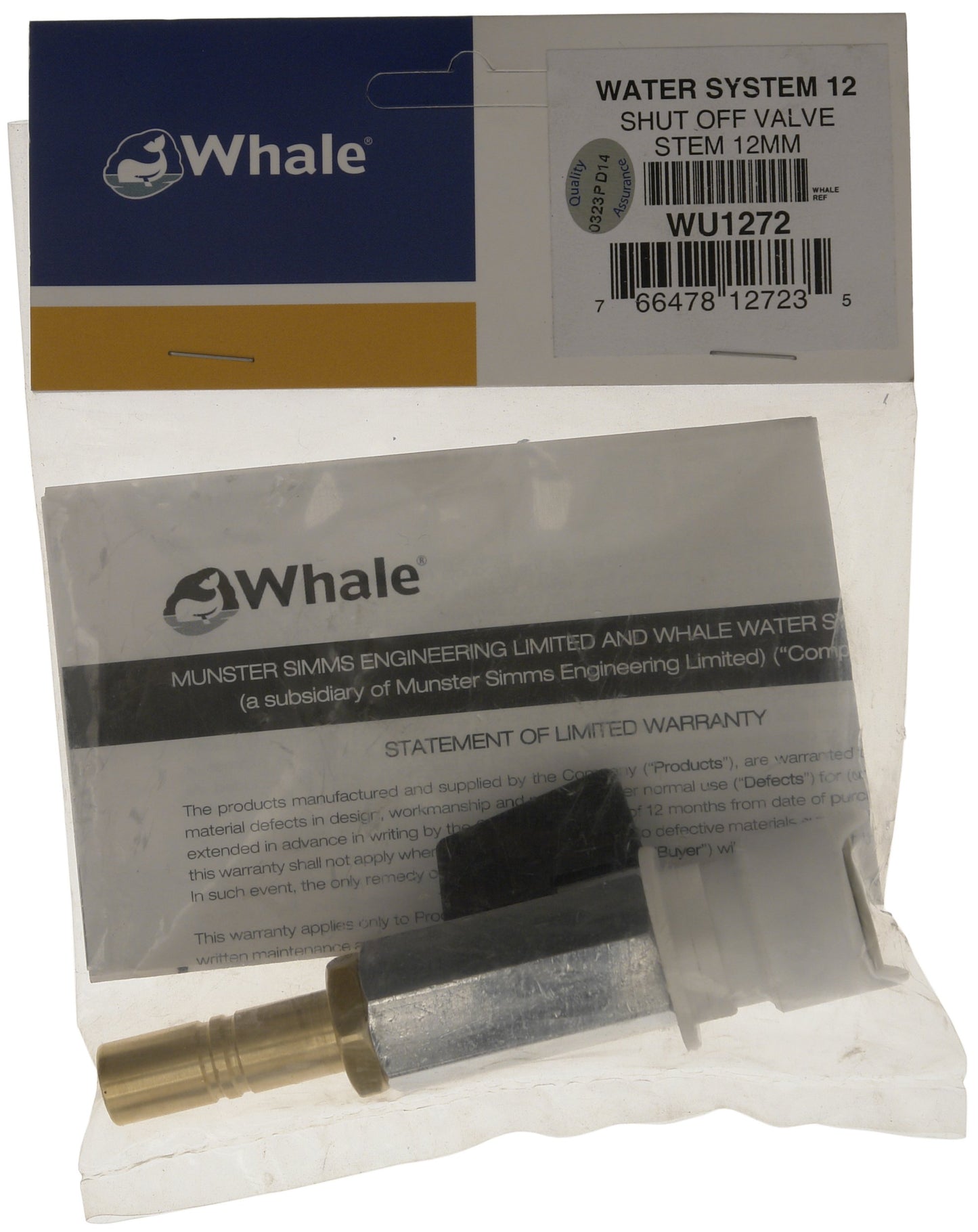 Whale In-Line Stem Shut-Off Valve - White, 12 mm