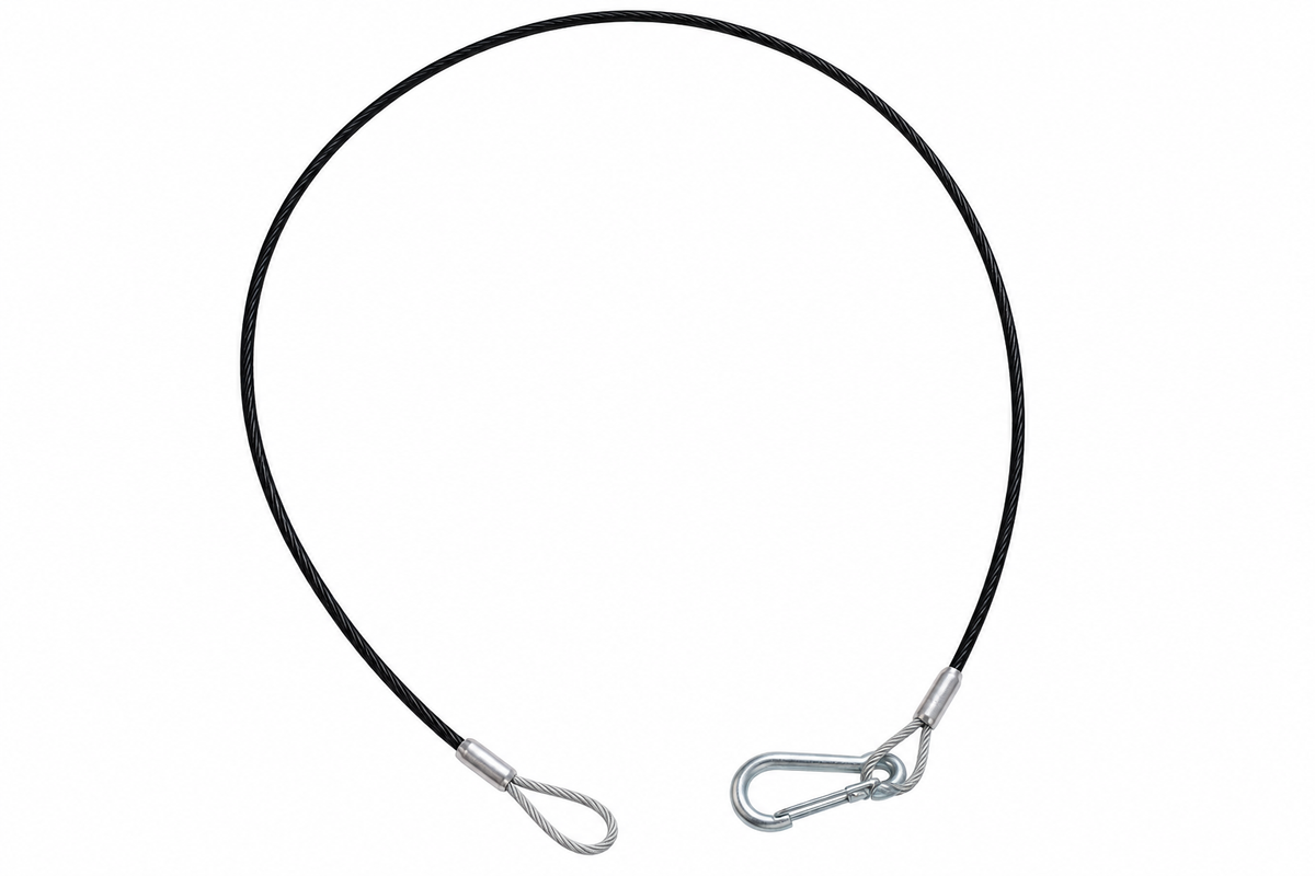 Breakaway Cable | Brake Cable | Steel Cable | with Carabiner and Loop | 1000 mm Long | PVC Coated | Blue | BPW | Tear-Off Cable | Hook | Carabiner Hook T162