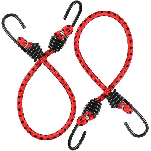 Bungee cord with hooks pack of 2, extra long 6' (182cm) x 10mm thick