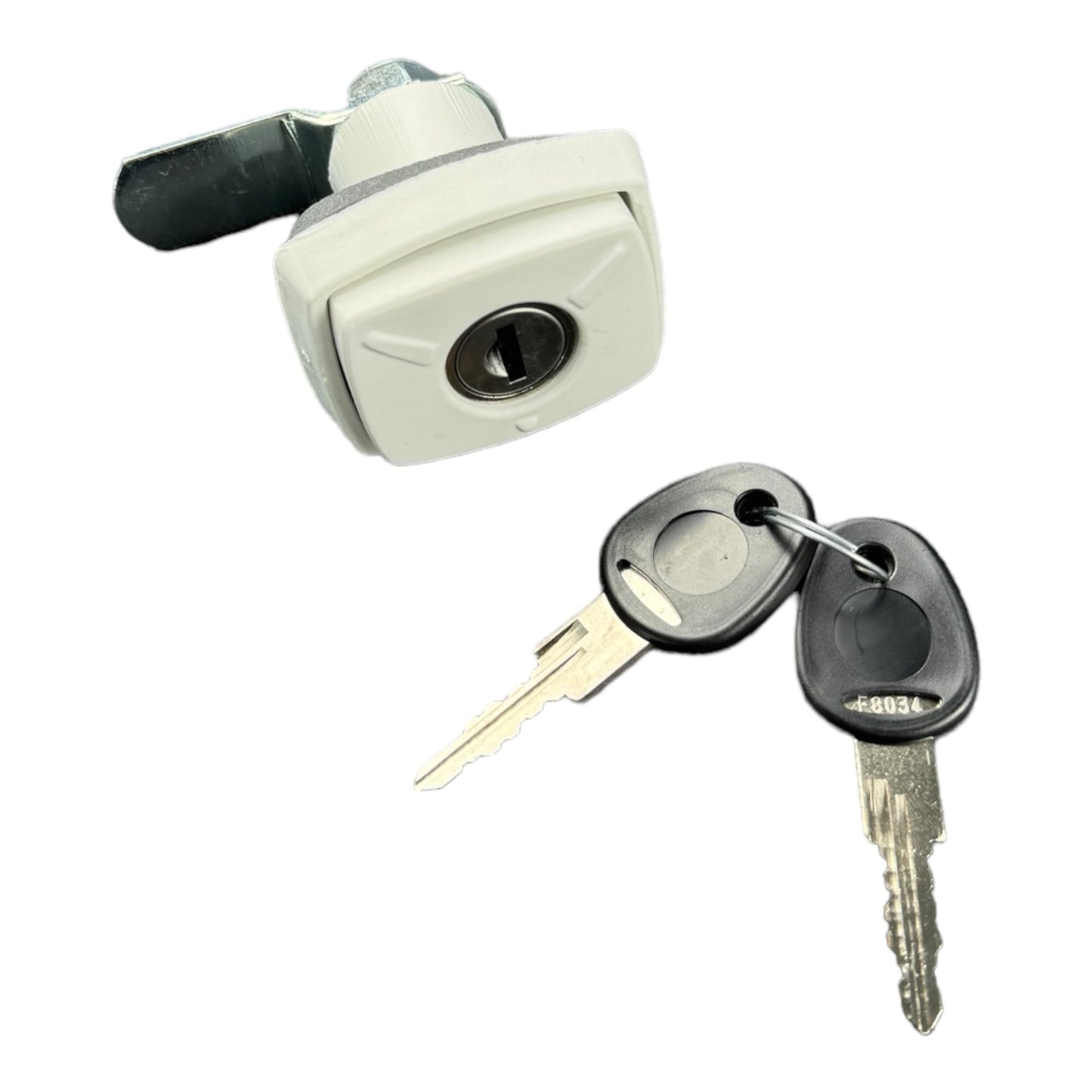 FAP White Flap Door Gas Box Lock with Cylinder and Key Motorhome Caravan