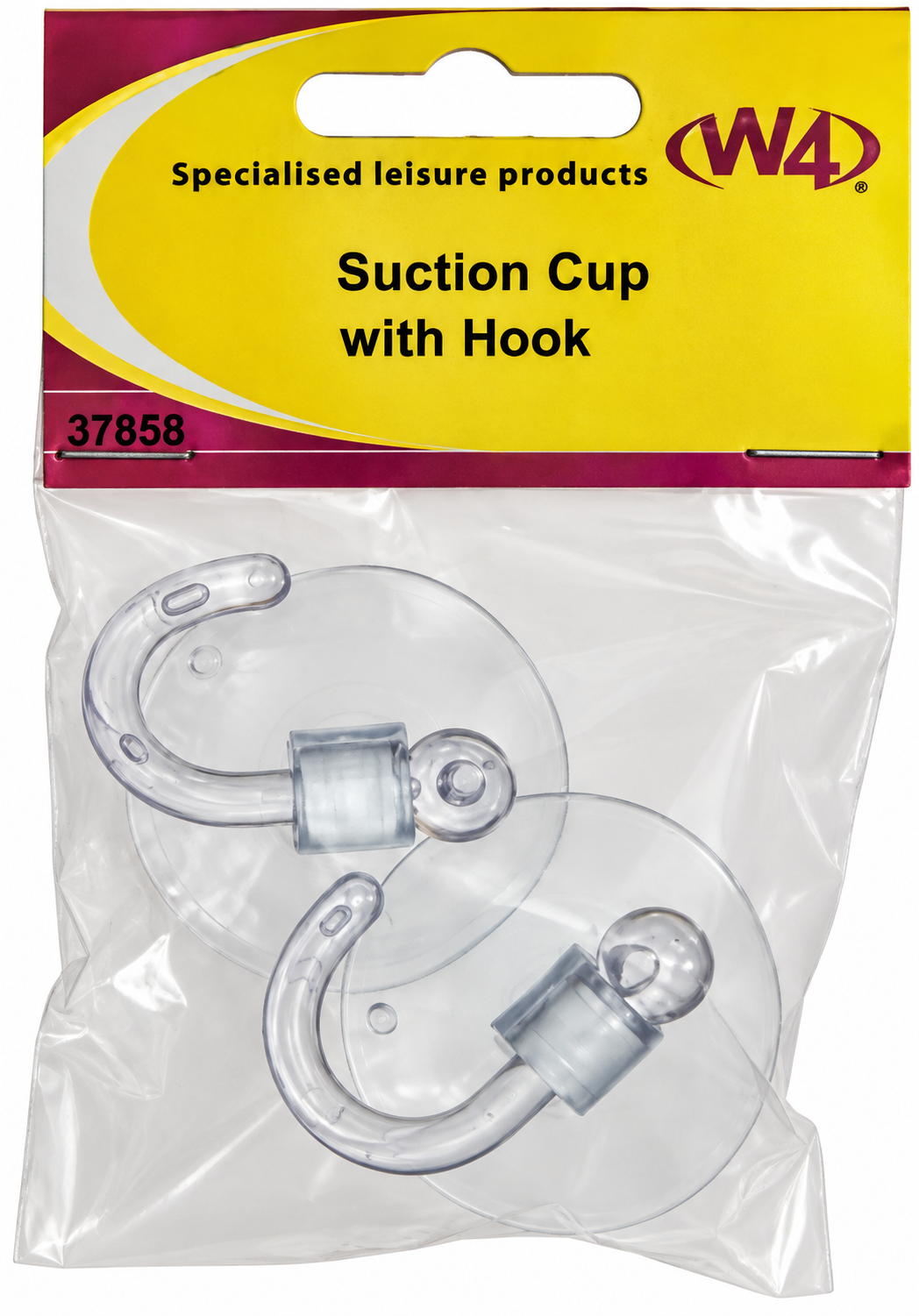 W4 Transparent Suction Cup Hanging Hooks – Pack of 2 – 37858