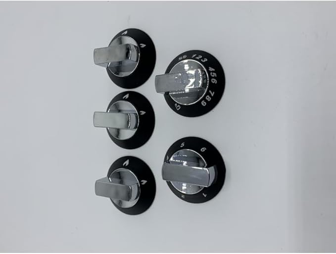 Thetford Spinflo Cooker 5pc Knob Set Black & Chrome. SSPA0936.