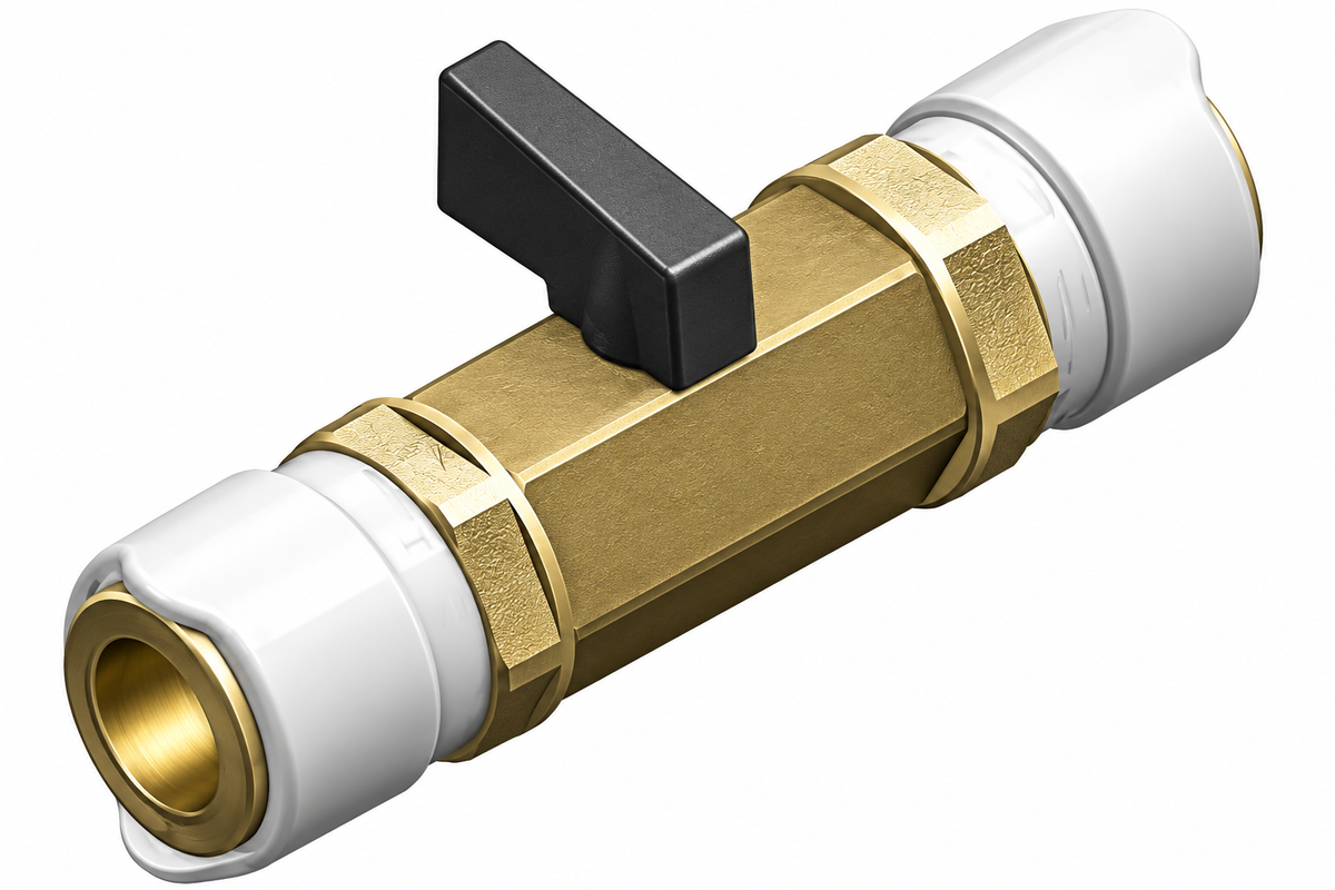 Whale Brass Shut Off Valve 15mm WX1573B Caravan Motorhome Water Plumbing