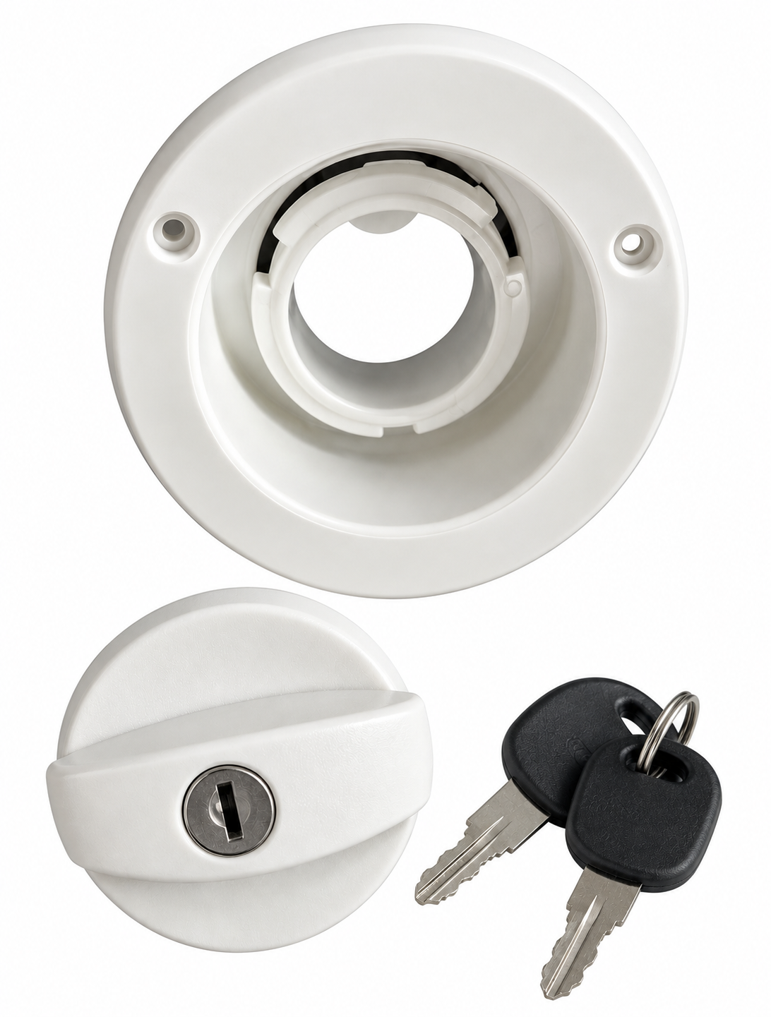 Fawo Water Filler Plastic c/w Lock Cylinder and 2 Keys - White 01622T64090W