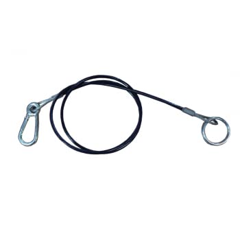 BPW Breakaway Cable, Steel Cable, 1000mm Long, PVC Coated, Blue, Carabiner Hook to Ring
