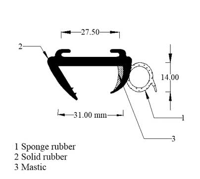 Caravan or Motorhome Window Rubber 30mm (Sold by the Metre) X615