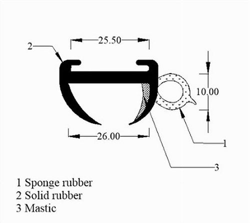 Caravan or Motorhome Window Rubber 25mm Small Bore (Sold by the Metre) X614
