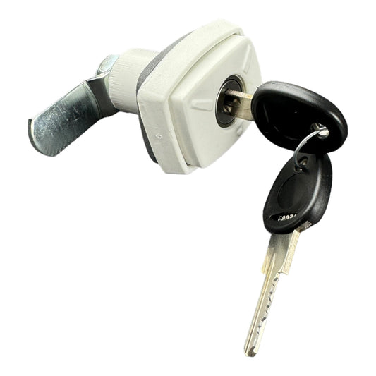 FAP White Flap Door Gas Box Lock with Cylinder and Key Motorhome Caravan