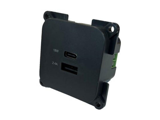 coverandcarry USB-A & USB-C Socket Electrical Internal Socket For Caravan/Motorhome With An 18W USB-C Socket And 2.4A USB-A Socket PO263