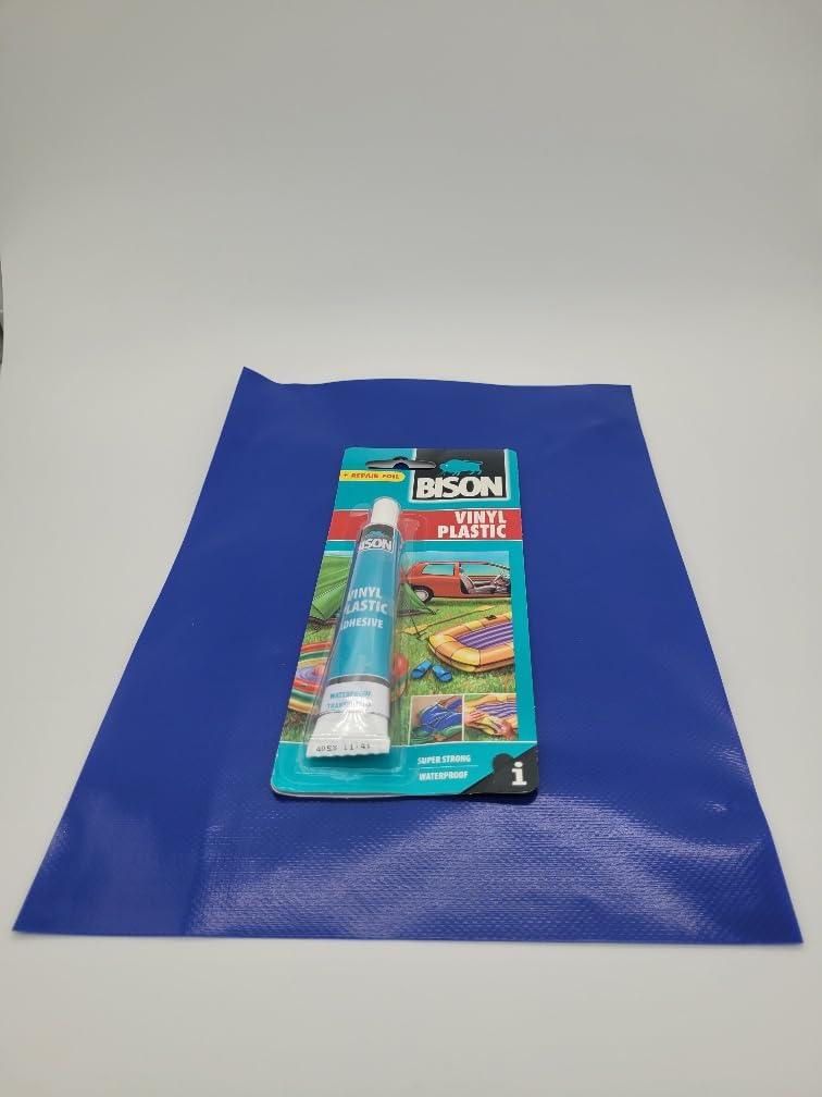 Trailer Cover Repair Kit With Blue 650GSM PVC (300mm x 220mm) & Vinyl Waterproof Glue