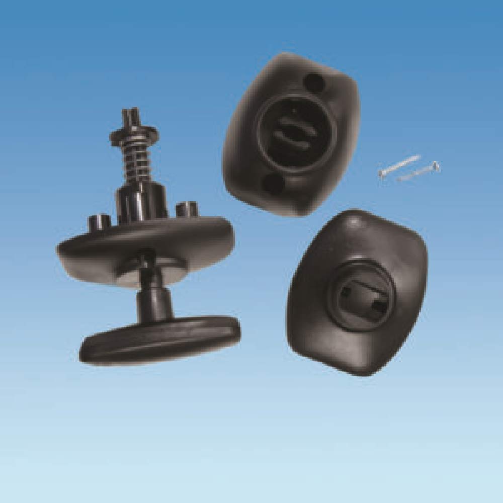 Quick release door retainer in black for the caravan and motorhome