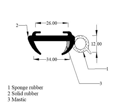 Caravan or Motorhome Window Rubber 33-34mm (Sold by the Metre) X621
