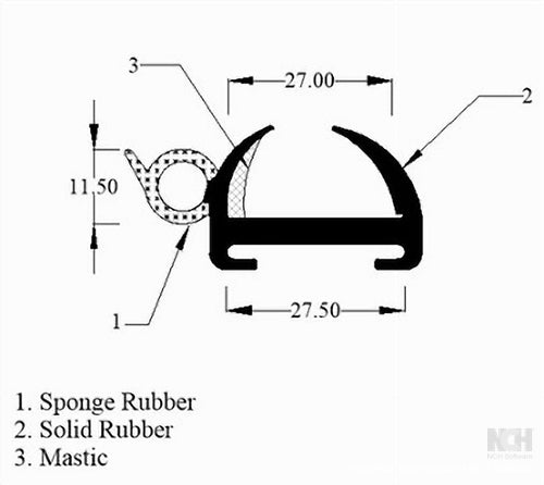 Window Rubber 27mm Large Bore (Sold by the Metre) X605