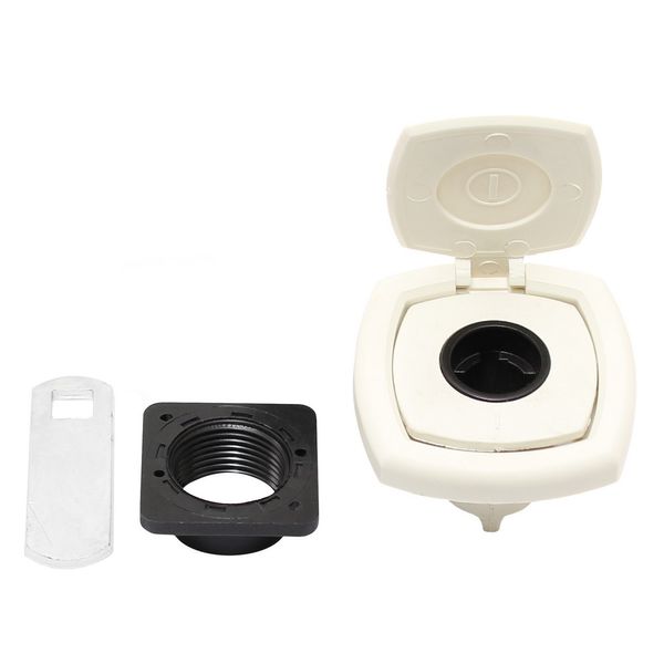 Zadi Square Push Lock with Cover White Motorhome/Caravan 74099