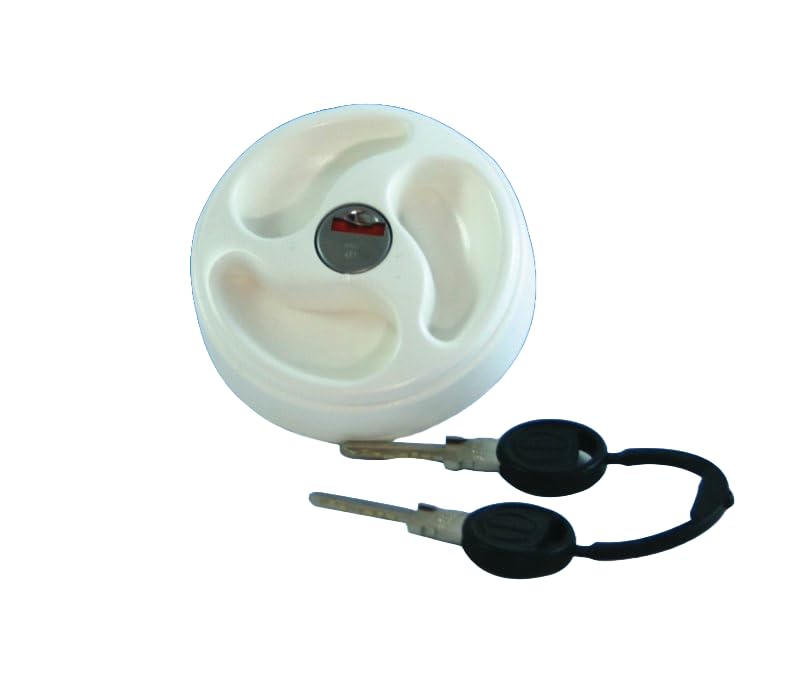 White Filler Cap Vented c/w Barrel & Keys. Suitable for Motorhome Onboard Water Tanks. ES2250