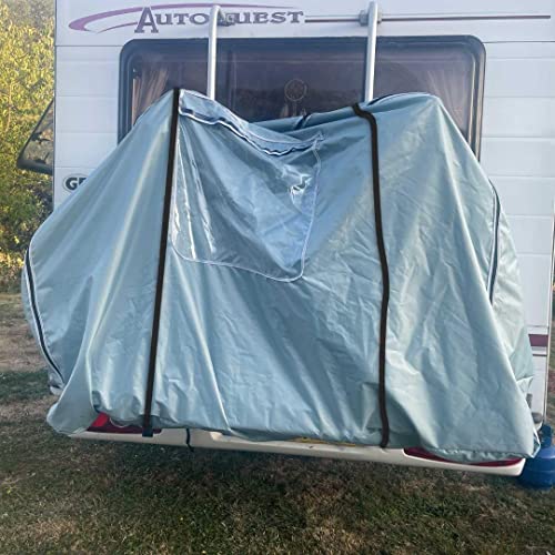 All new enclosed motorhome cycle cover for up to 4 Bikes complete with warning sign made here in the UK.