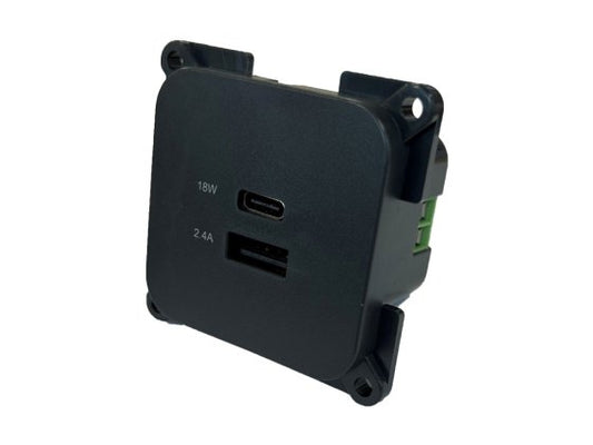 USB-A & USB-C Socket Electrical Internal Socket For Caravan/Motorhome With An 18W USB-C Socket And 2.4A USB-A Socket PO263